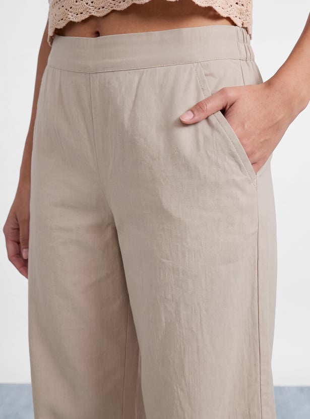 COLOUR ME Solid Straight Pants
