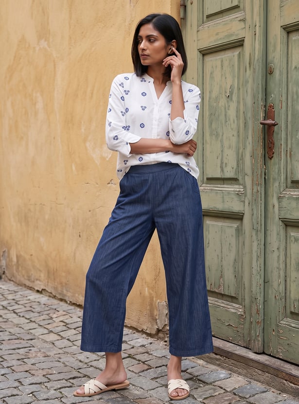 COLOUR ME Solid Straight Pants