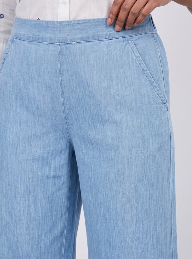 COLOUR ME Solid Straight Pants