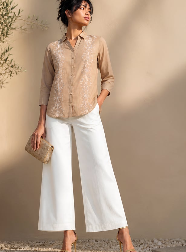 COLOUR ME Solid Straight Pants