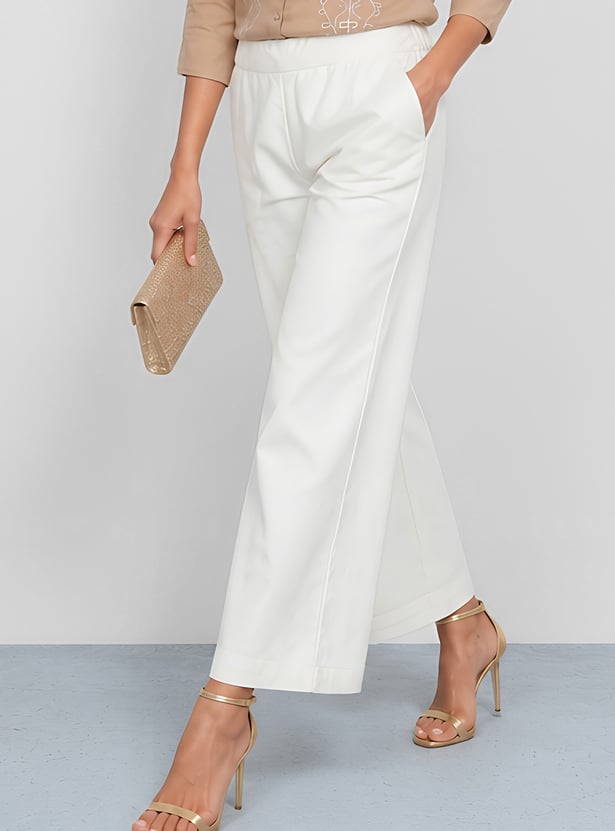 COLOUR ME Solid Straight Pants