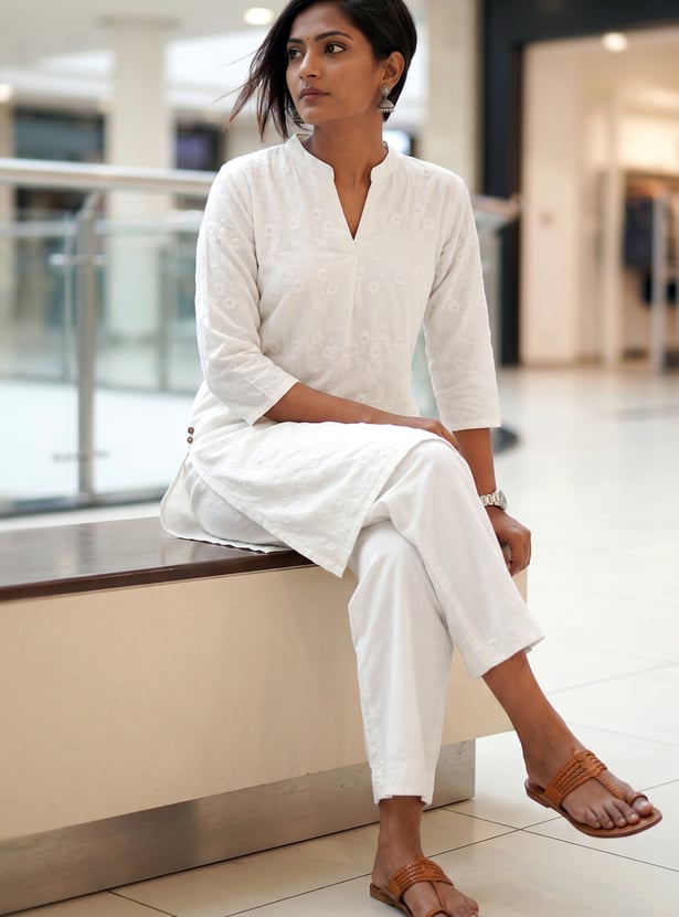 MELANGE Embroidered Straight Kurta Set