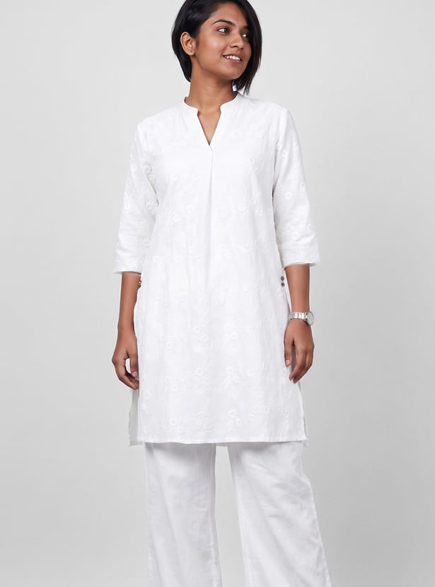 MELANGE Embroidered Straight Kurta Set