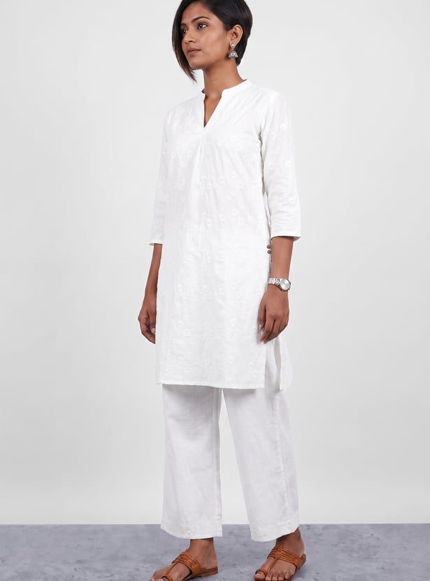 MELANGE Embroidered Straight Kurta Set