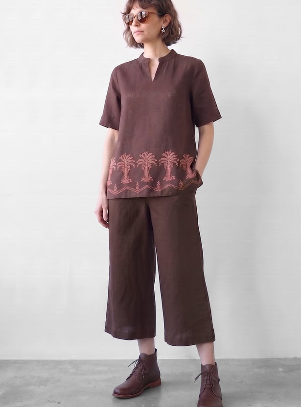 MELANGE Solid Straight Pants