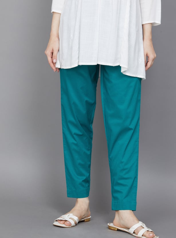 GO COLORS Solid Straight Pants
