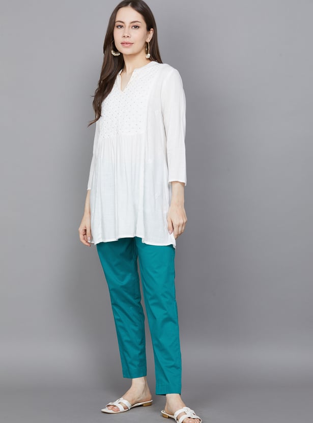 GO COLORS Solid Straight Pants