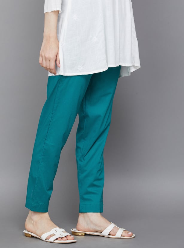 GO COLORS Solid Straight Pants