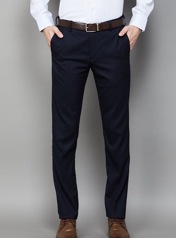 ARROW Solid Slim Straight Formal Trousers