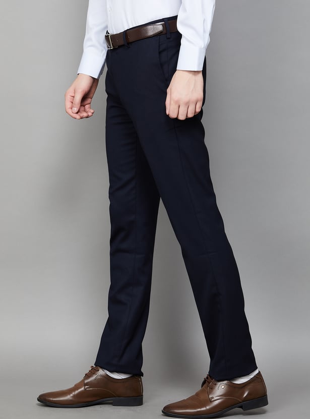 ARROW Solid Slim Straight Formal Trousers