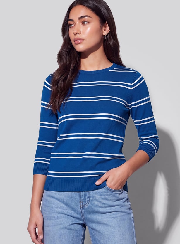 FAME FOREVER Striped Crew Neck Top
