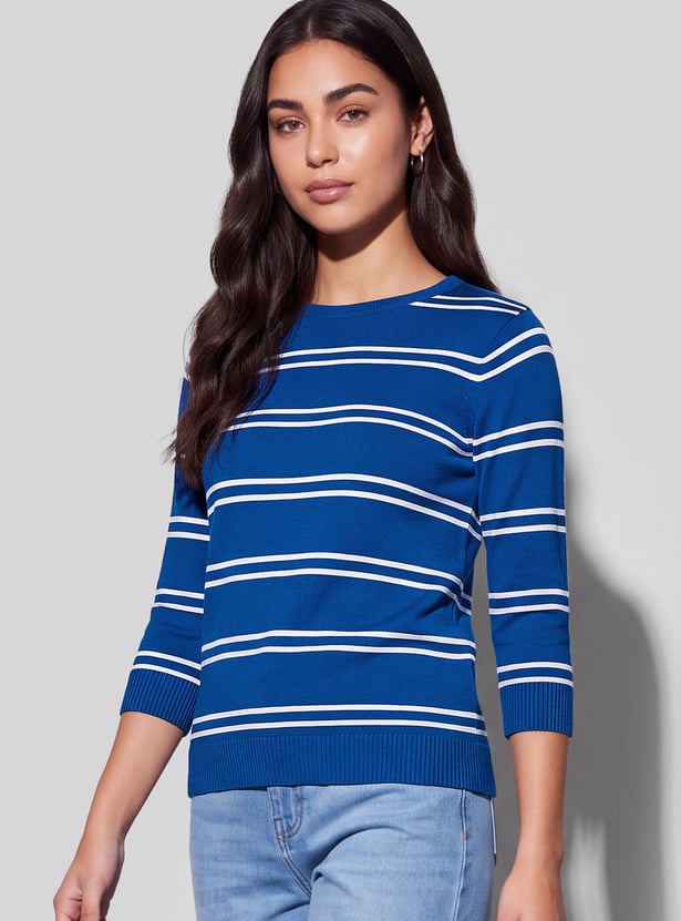 FAME FOREVER Striped Crew Neck Top