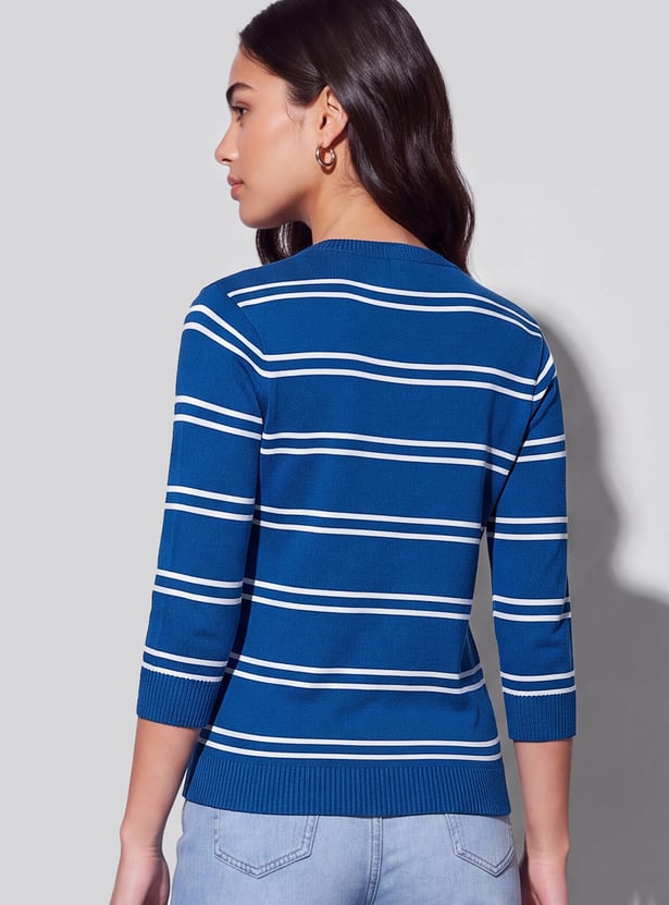 FAME FOREVER Striped Crew Neck Top