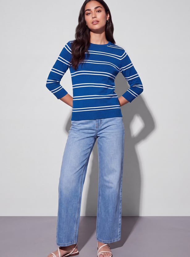 FAME FOREVER Striped Crew Neck Top