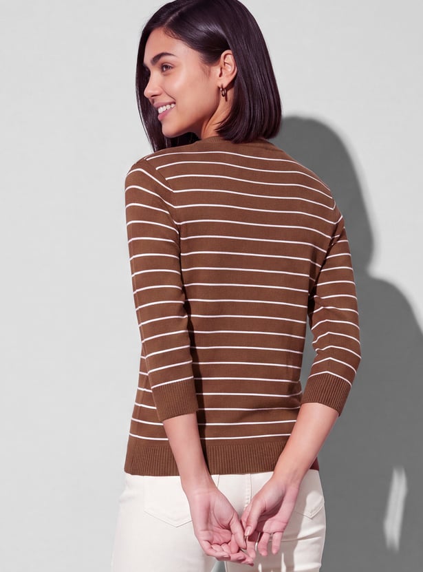 FAME FOREVER Striped Flat Knit Top