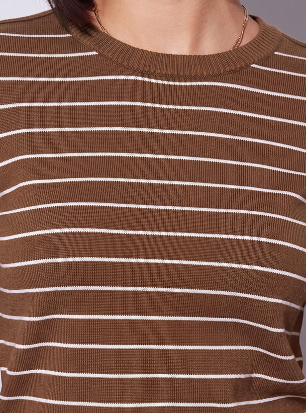 FAME FOREVER Striped Flat Knit Top