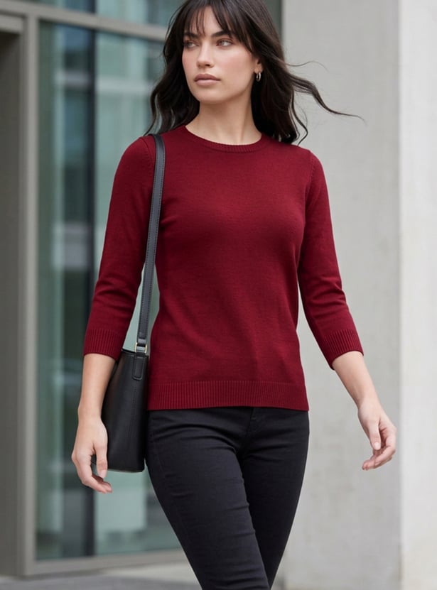 FAME FOREVER Solid Round Neck Top