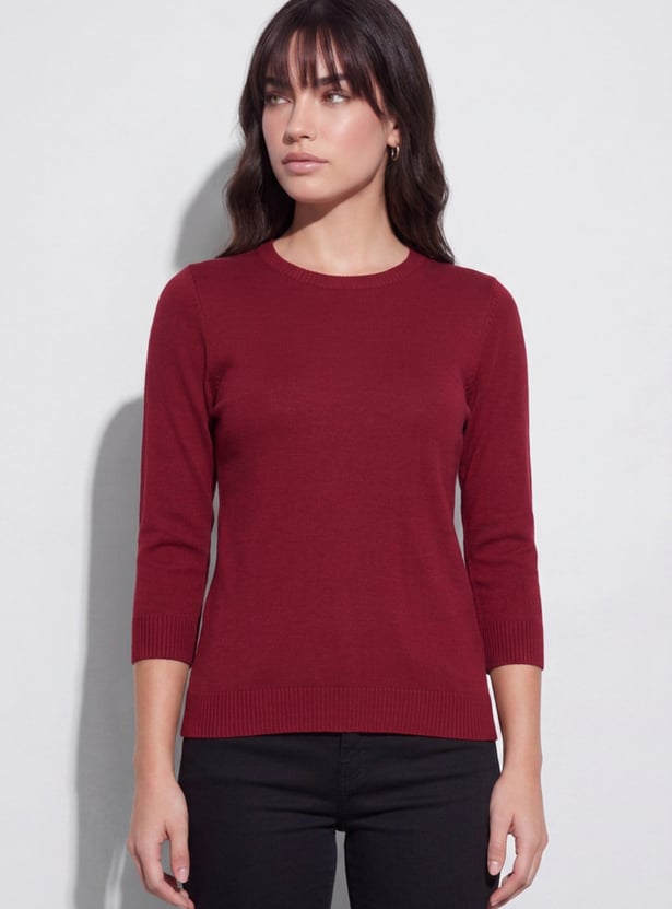 FAME FOREVER Solid Round Neck Top