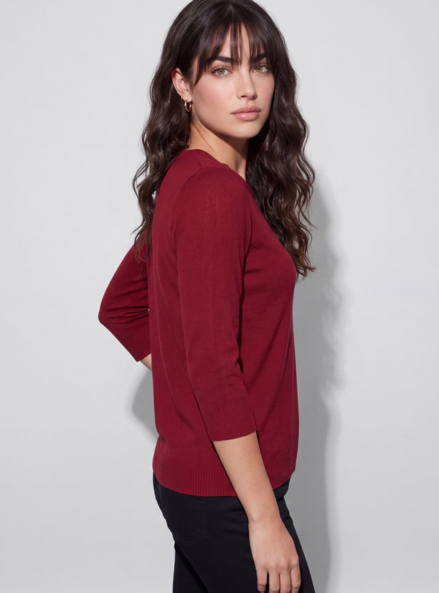 FAME FOREVER Solid Round Neck Top