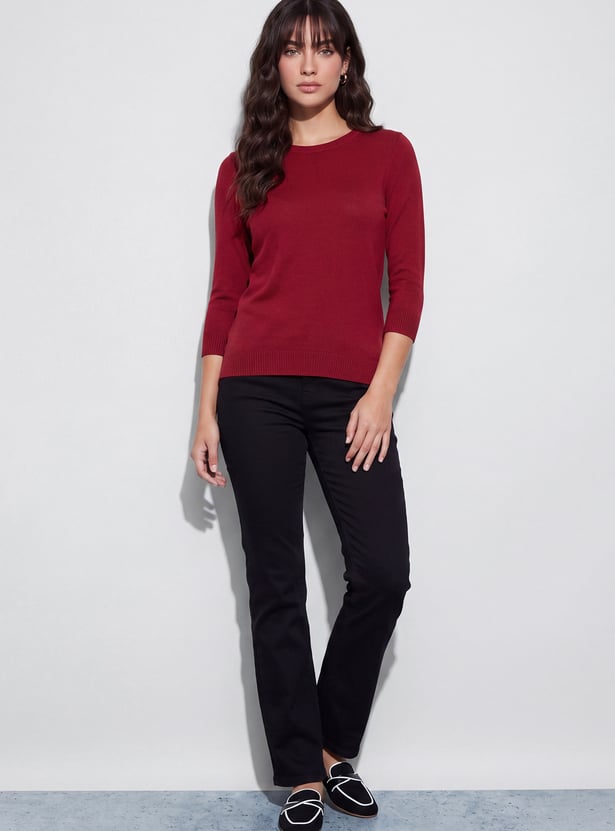 FAME FOREVER Solid Round Neck Top