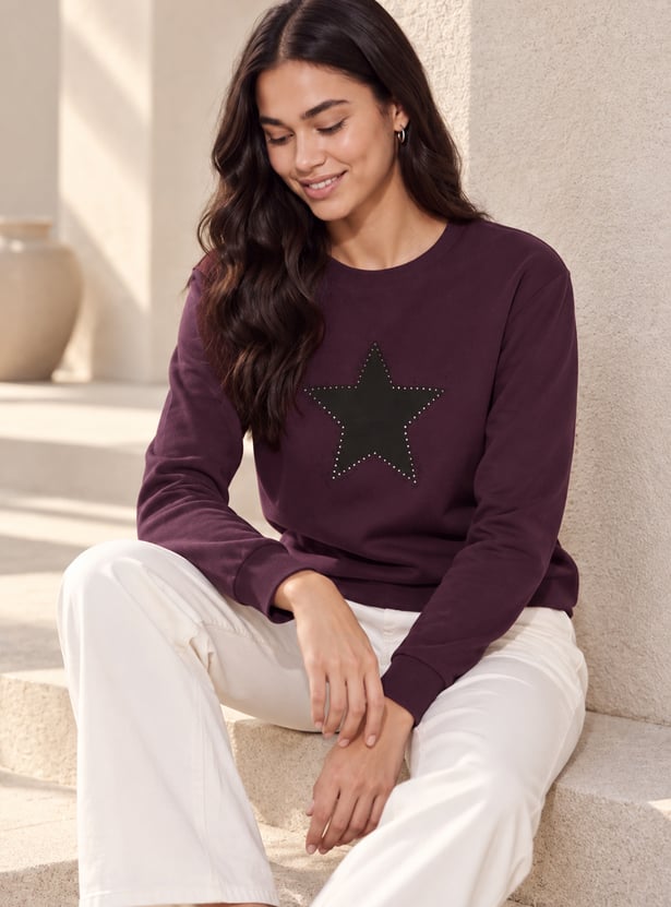 FAME FOREVER Star Embellished Sweatshirt
