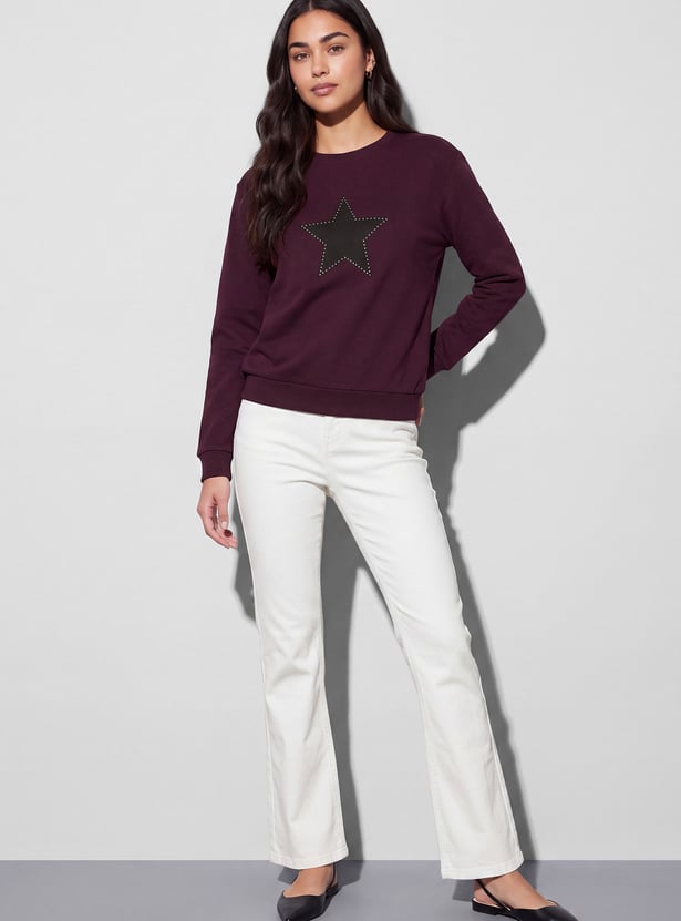 FAME FOREVER Star Embellished Sweatshirt