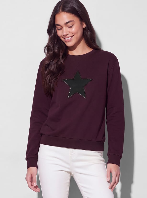 FAME FOREVER Star Embellished Sweatshirt
