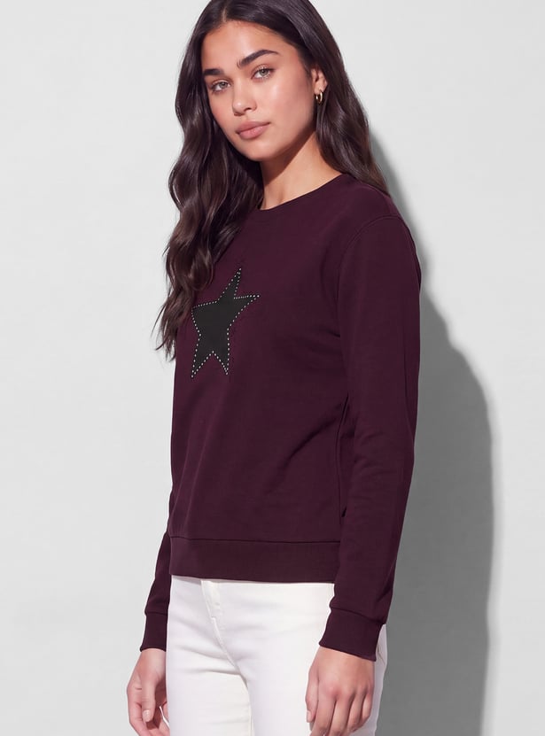 FAME FOREVER Star Embellished Sweatshirt