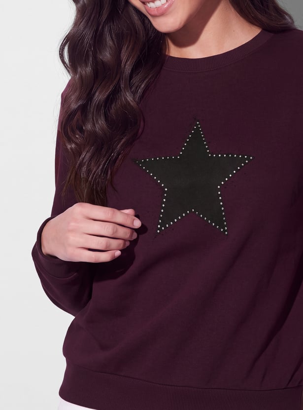 FAME FOREVER Star Embellished Sweatshirt