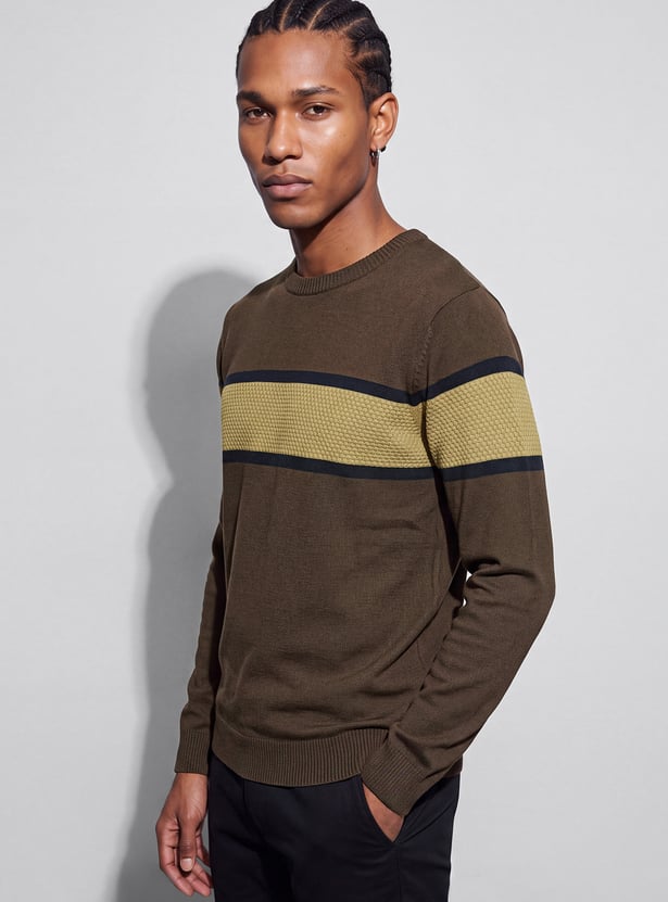 CODE Striped Crew Neck Sweater