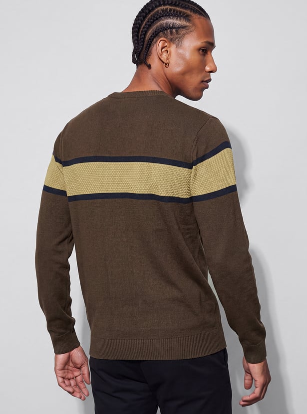 CODE Striped Crew Neck Sweater