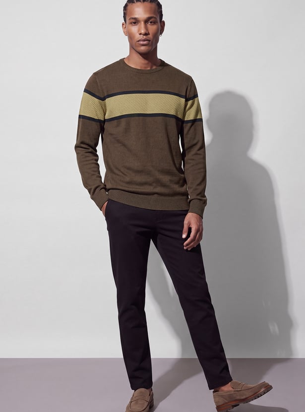 CODE Striped Crew Neck Sweater