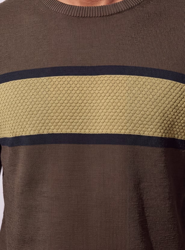 CODE Striped Crew Neck Sweater