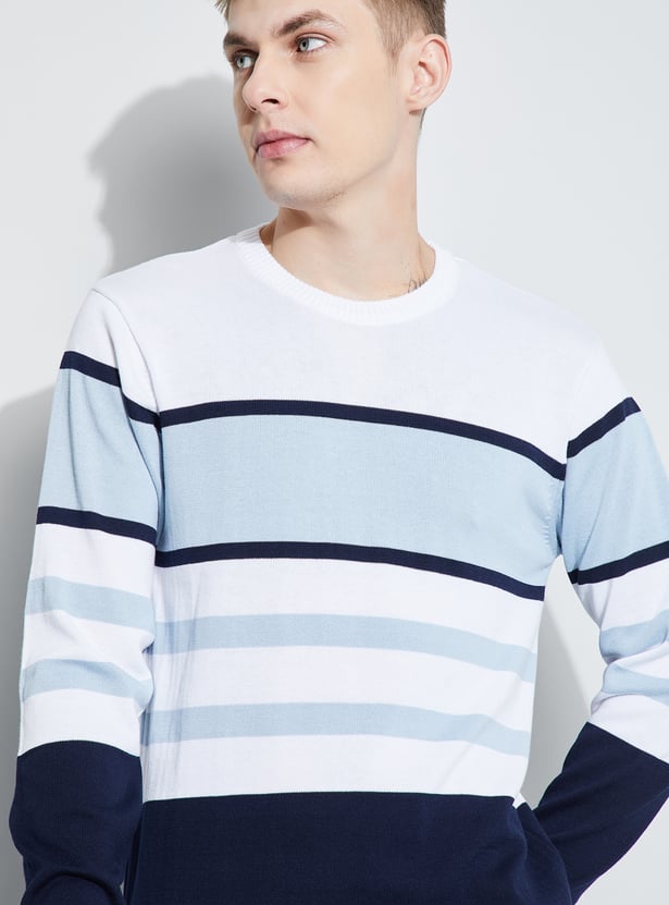 FAME FOREVER Striped Crew Neck Sweater