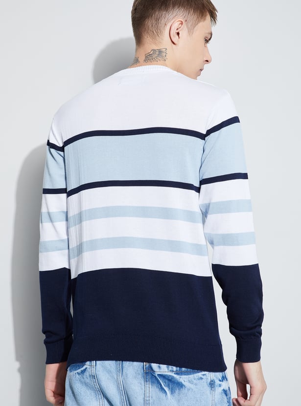 FAME FOREVER Striped Crew Neck Sweater