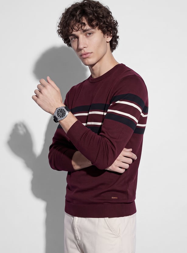 FAME FOREVER Striped Pullover Sweater