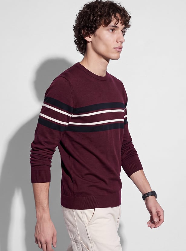 FAME FOREVER Striped Pullover Sweater