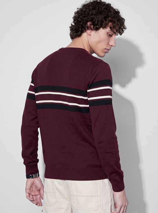 FAME FOREVER Striped Pullover Sweater