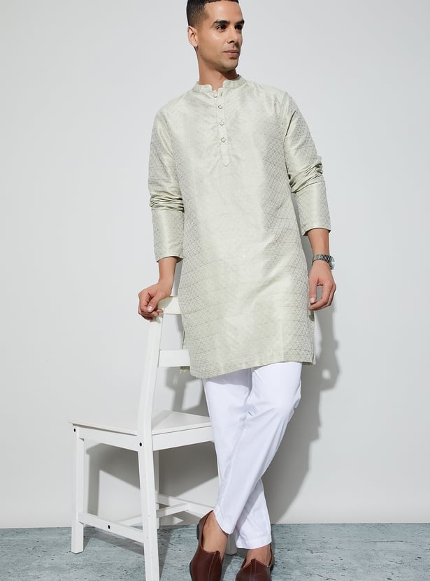 MELANGE Woven Calf Length Kurta