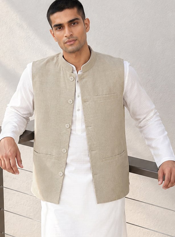 MELANGE Solid Nehru Jacket