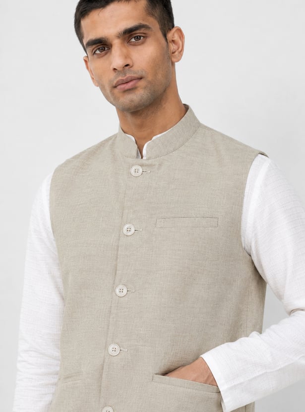MELANGE Solid Nehru Jacket
