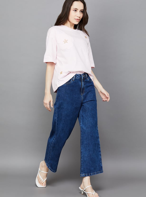 KRAUS Mid-Rise Culottes Jeans