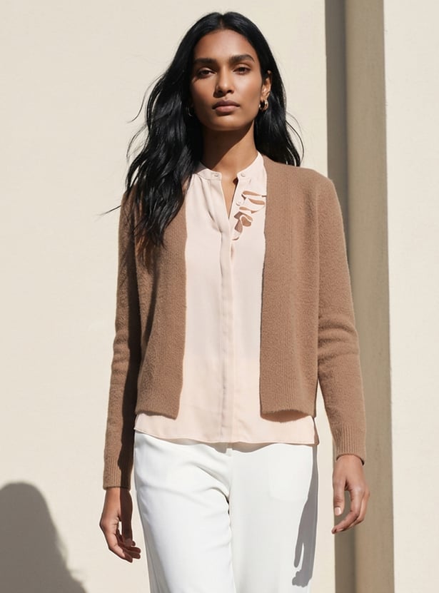 CODE Knitted Front Open Cardigan