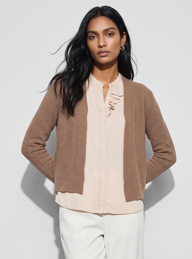 CODE Knitted Front Open Cardigan