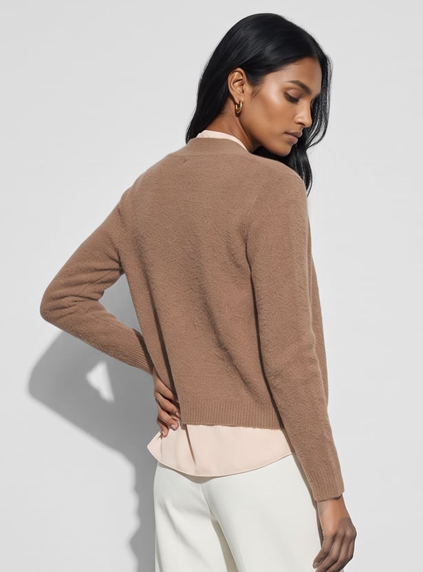 CODE Knitted Front Open Cardigan