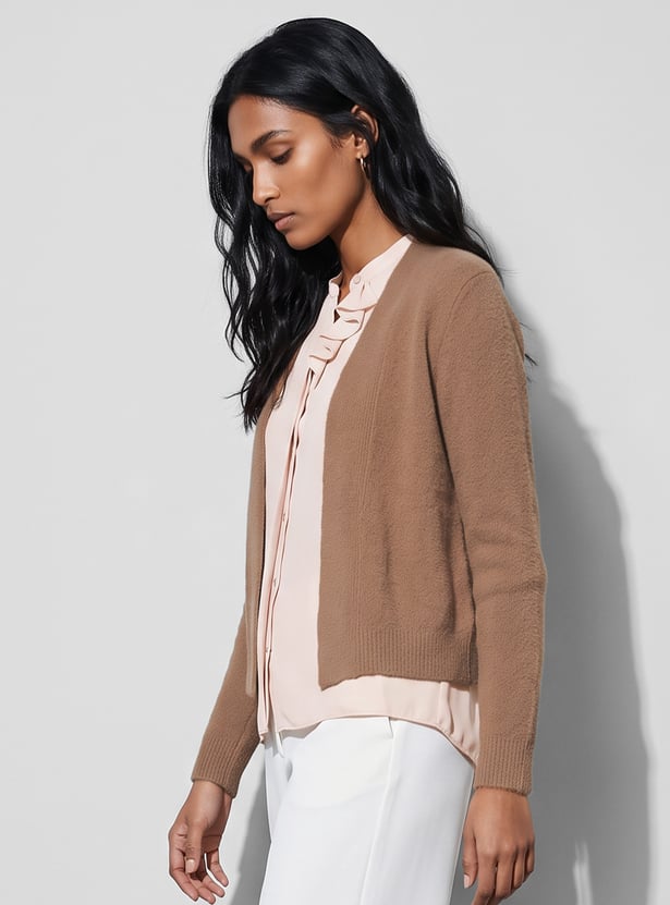 CODE Knitted Front Open Cardigan