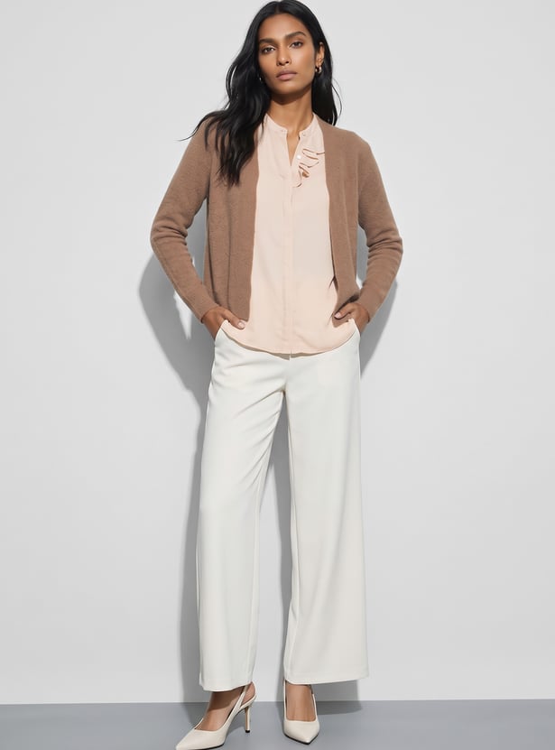 CODE Knitted Front Open Cardigan