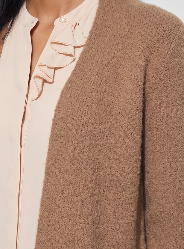 CODE Knitted Front Open Cardigan
