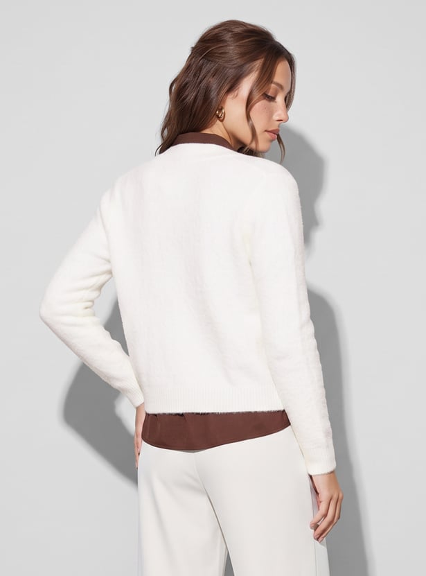 CODE Knitted Front Open Cardigan