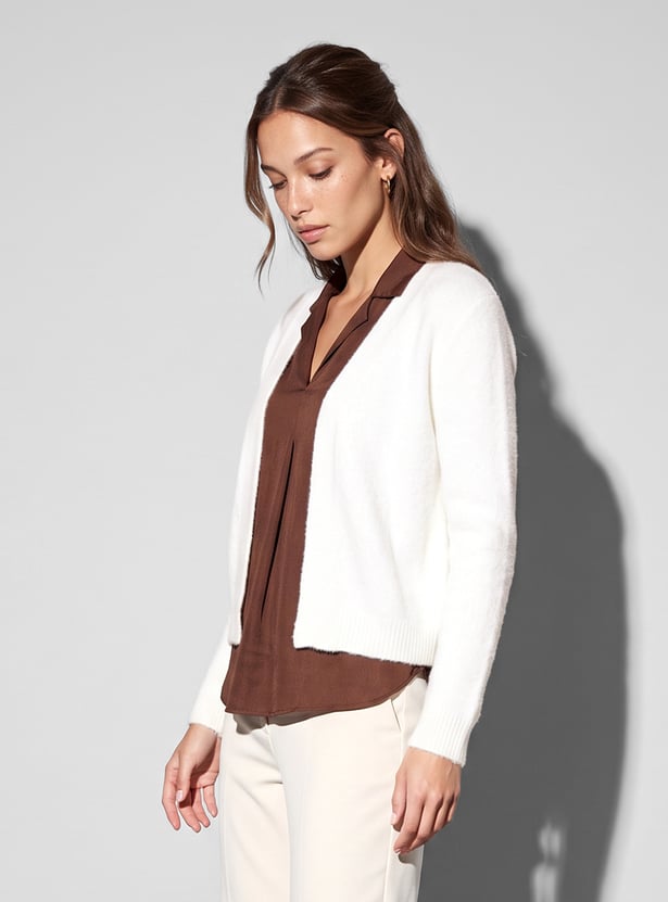 CODE Knitted Front Open Cardigan